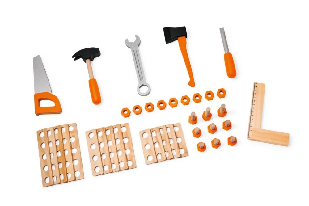 STIHL Kinderwerkbank aus Holz mit Zubehör Kinderspielzeug